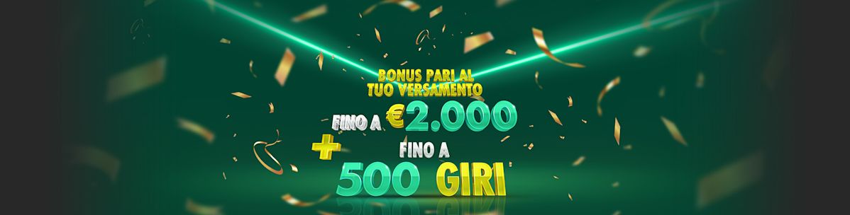 Richiedi un bonus del 100% fino a €2.000 e ricevi fino a 500 giri